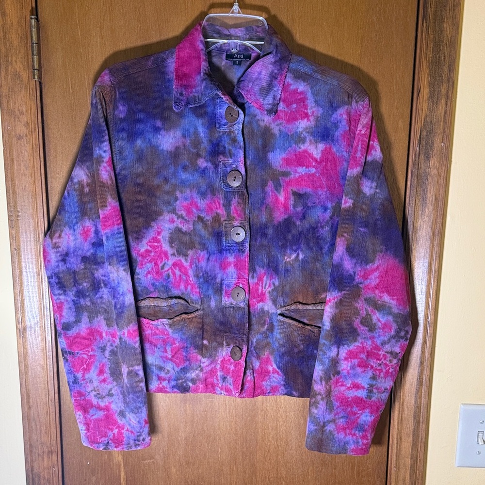 Colorful Tie-Dye Corduroy Jacket Size Small